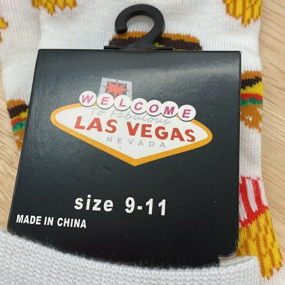 Las Vegas Burger and Fries Thin Crew Socks Sz 9-11❤️FREE WITH BUNDLE PURCHASE ❤️